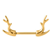 Bright Gold Deer Horn Nipple Barbell
