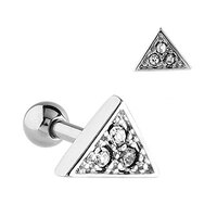 Surgical Steel Jewelled Triangle Cartilage Micro Barbell : 1.2mm (16ga) x 6mm