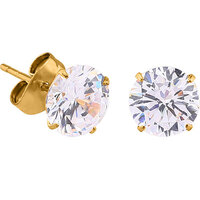 Bright Gold Prong Set Round 2.5mm Jewelled Ear Studs : Pair
