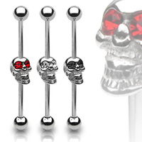 Industrial Barbell Skull with Jewelled Eyes