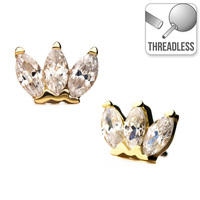 Invictus Threadless 14ct Yellow Gold Triple Marquise Cluster