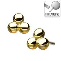 Invictus Threadless 14ct Yellow Gold Small Tri-Bead Attachment