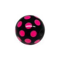 Acrylic Polka Dot Ball - Pink on Black