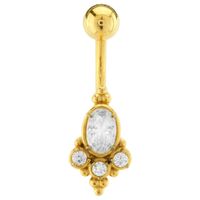 Bright Gold PVD Jewelled Bead Cluster Navel