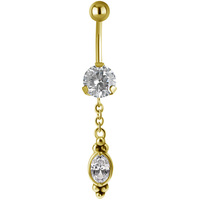 Bright Gold PVD Jewelled Hanging Oval Navel
