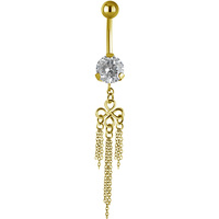 Bright Gold PVD Jewelled Hanging Shamrock Chains
