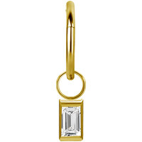 Bright Gold Hinged Segment Ring Baguette Charm  : Clear Crystal