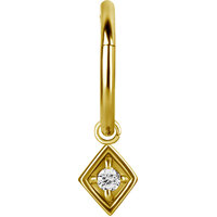 Bright Gold Hinged Segment Ring Spade Charm : Clear Crystal