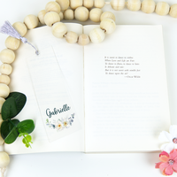 Personalised Book Mark - White flowers