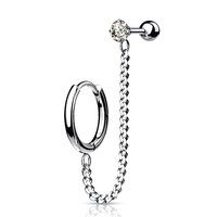 Steel Jewelled Barbell with Chain Linked Hoop