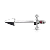 Steel Jewelled Dagger Nipple Barbell