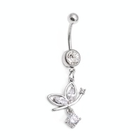 Butterfly Dangle Plated Fashion Navel : 1.6mm (14ga) x 10mm