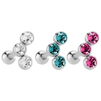 Stainless Steel Triple Disc Jewelled Barbell