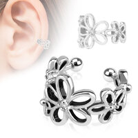 Non-Piercing Ear Cuff Flower with Clear CZ 