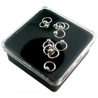 Box of 10 Sterling Silver Fixed Ball Nail Rings