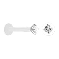 Bioplast Labret with Sterling Silver Claw Set Push-In Top