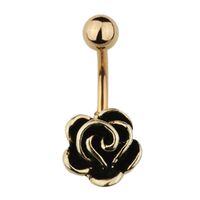 Gold Plated Steel Antique Rose Fashion Navel : 1.6mm (14ga) x 10mm
