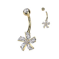 CZ Flower With CZ Pave Center Navel