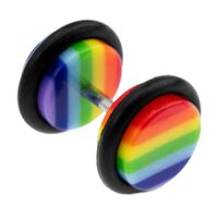 Pride Acrylic Rainbow Fake Plug : 1.2mm (16ga) x 6mm