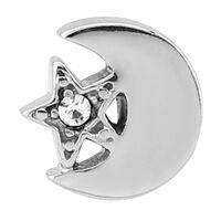 Steel Jewelled Moon and Star Industrial Barbell Charm : Clear Crystal