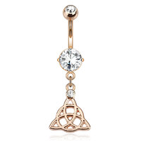 Celtic Knot Dangle Rose Gold Plated Plated Navel Ring