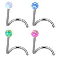 Surgical Steel Synthetic Opal Ball Nose Stud
