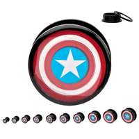 Black Acrylic Screw Fit Captain America Logo Plug