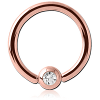 PVD Rose Gold Jewelled Ball Closure Ring