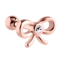 Rose Gold PVD Bow Barbell : 1.2mm (16ga) x 6mm