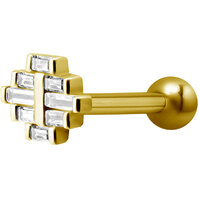 Bright Gold Decorative Art Deco Jewelled Micro Barbell : 1.2mm (16ga) x 6mm