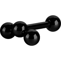 Black Steel Triple Ball Micro Barbell : 1.2mm (16ga) x 6mm