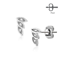 Pair of Surgical Stainless Steel Ear Studs - 3 Leaves