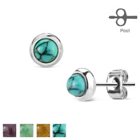 Pair of Surgical Stainless Steel Earrings Semi Precious Stones