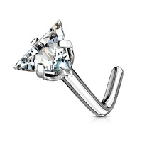 Triangle Clear Crystal Top Dog Leg Nose Stud 