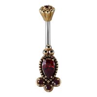 Cast Brass Red Jewelled Bead Cluster Navel