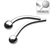 Invictus Threadless Titanium Curved Barbell Stem with 3mm Fixed Ball