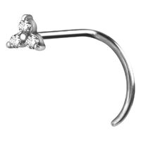 Surgical Steel Trinity Jewelled Nose Stud : 0.8mm (20ga) x Clear Crystal