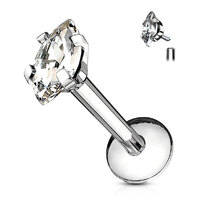 Internally Threaded Surgical Steel Jewelled Marquise Labret