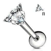 Internally Threaded Surgical Steel Jewelled Triangle Labret