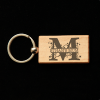 Rectangular Wooden Key Ring - M is for Mum