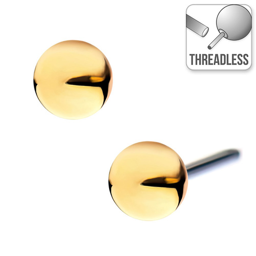 Invictus Threadless 14ct Yellow Gold Ball Attachment : 2mm