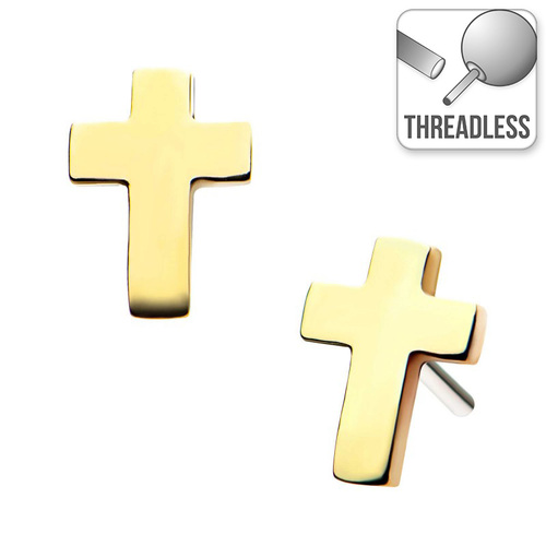 Invictus Threadless 14ct Yellow Gold Cross Attachment : 4.3mm x 5.5mm