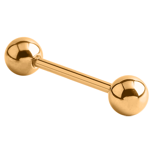 Bright Gold Barbell : 1.6mm (14ga) x 18mm x 5mm Balls