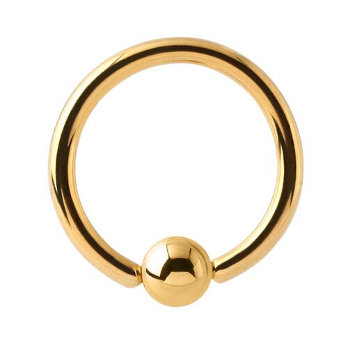 Bright Gold Ball Closure Rings : 1.0mm (18ga) x 6mm x 3mm Ball