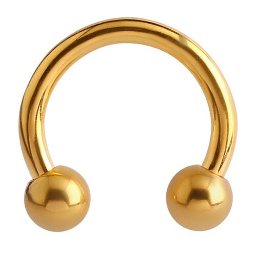 Bright Gold Circular Barbell : 1.6mm (14ga) x 10mm x 4mm Balls