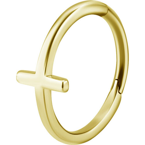 Bright Gold Cross Hinged Conch Ring : 1.2mm (16ga) x 12mm