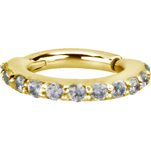 Bright Gold Jewelled Hinged Segment Ring : 1.2mm (16ga) x 7mm Black