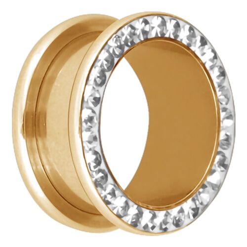 Bright Gold Multi-Gem Tunnels : 3mm x Clear Crystal