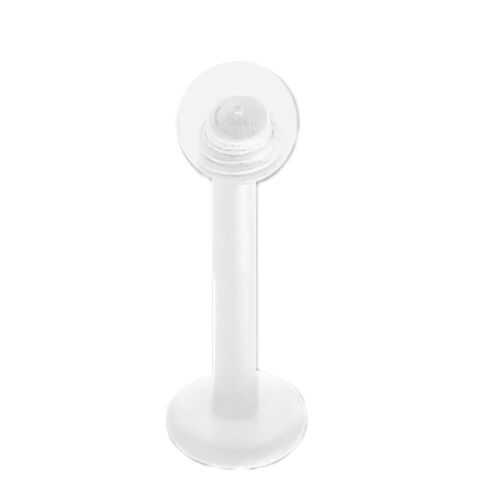 Bioplast® Labret with Clear Ball : 1.2mm (16ga) x 8mm x 3mm Ball