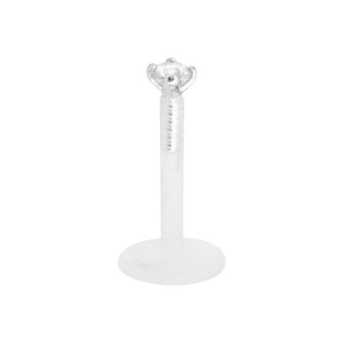 Bioplast® Mini Crystal 03 Labret : 1.2mm (16ga) x 7mm x Clear Crystal